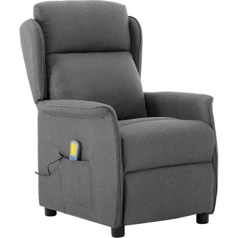 vidaXL Massagestol med pude, lysegrå, 93,5 x 67,5 x 101,5 cm