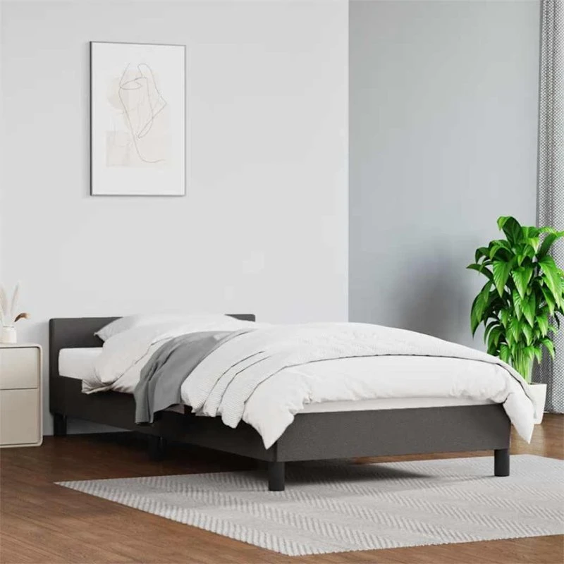 vidaXL Sengeramme med hovedgærde Grå 90x190 cm