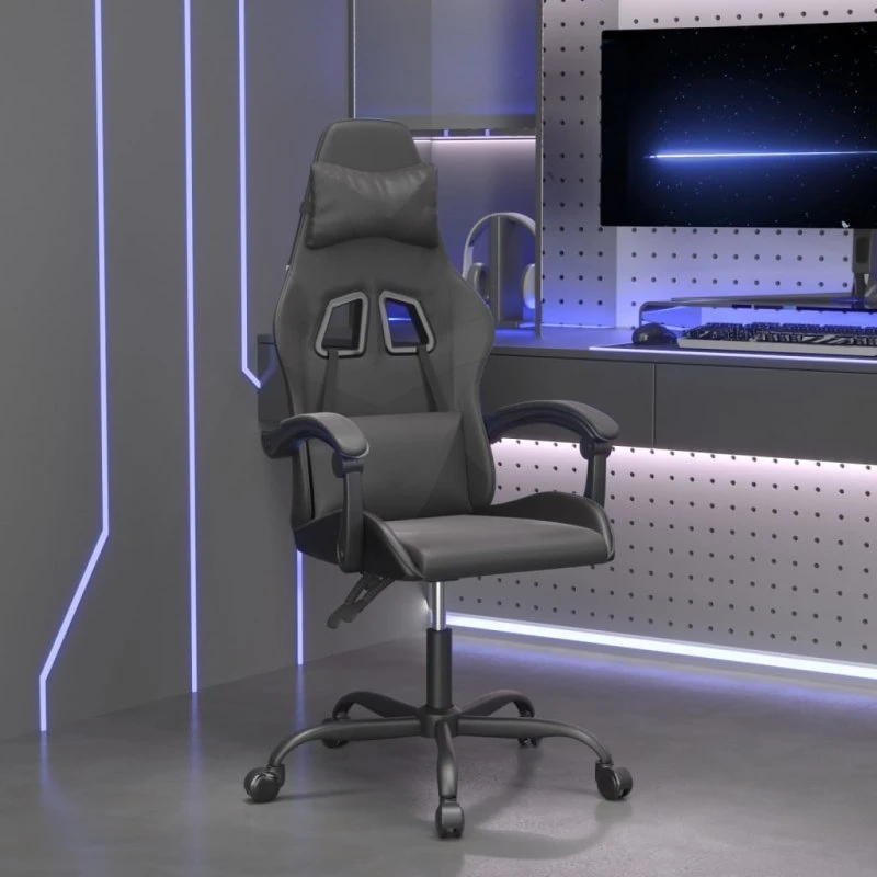 vidaXL Drejelig Gamingstol Kunstlæder Sort