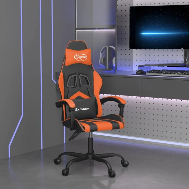 vidaXL drejelig gamingstol kunstlæder sort/orange