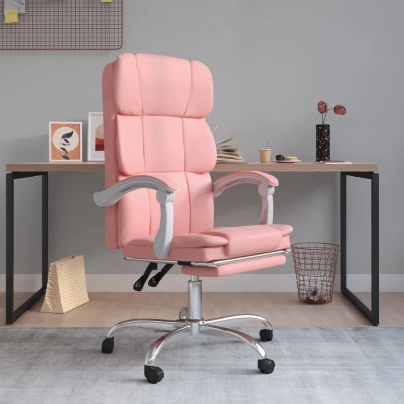 vidaXL kontorstol kunstlæder pink, justerbar højde og ryglæn