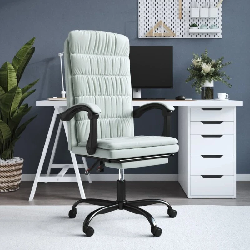 vidaXL kontorstol med lænefunktion, lysegrå, velour