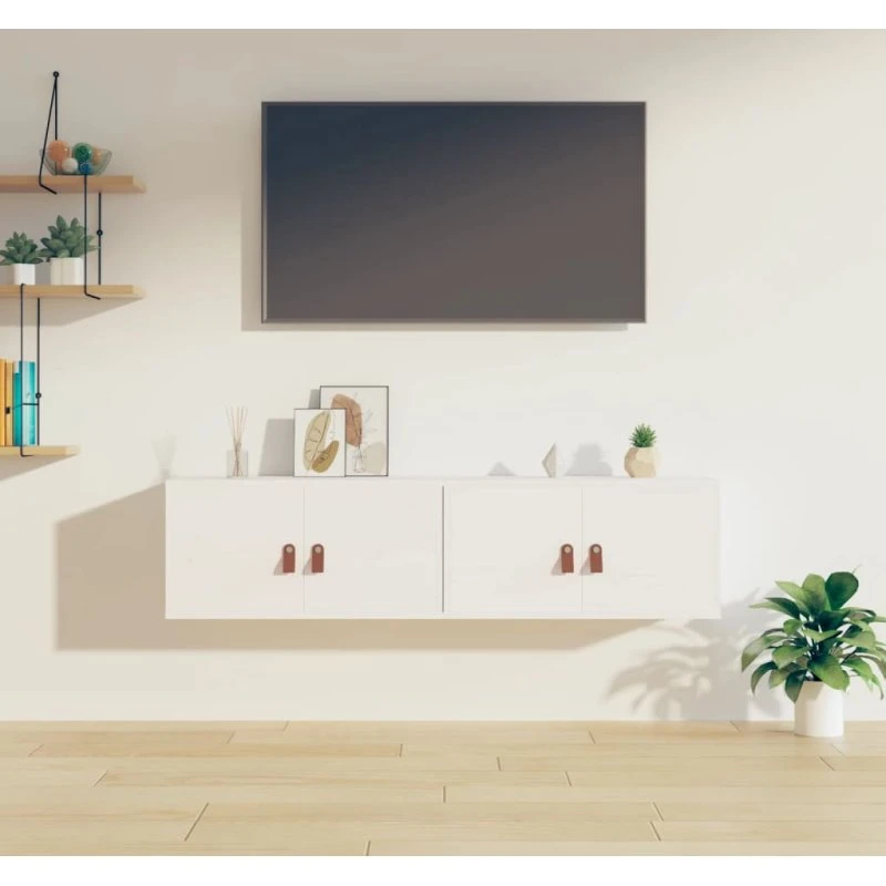 vidaXL Vægskabe 2 stk. 60x30x30 cm massivt fyrretræ hvid
