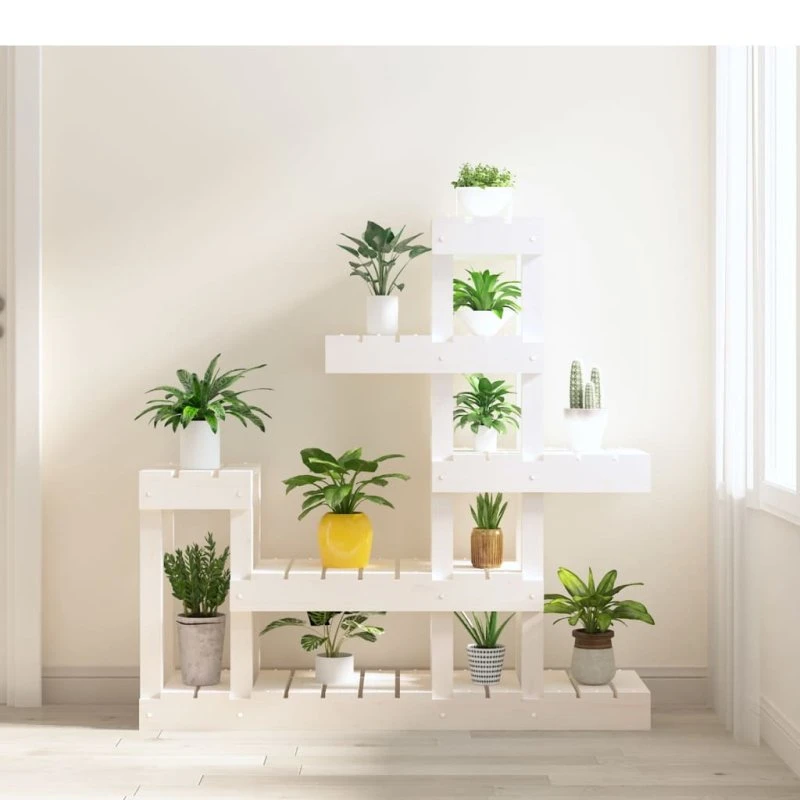 vidaXL plantestativ 92x25x97 cm massivt fyrretræ hvid