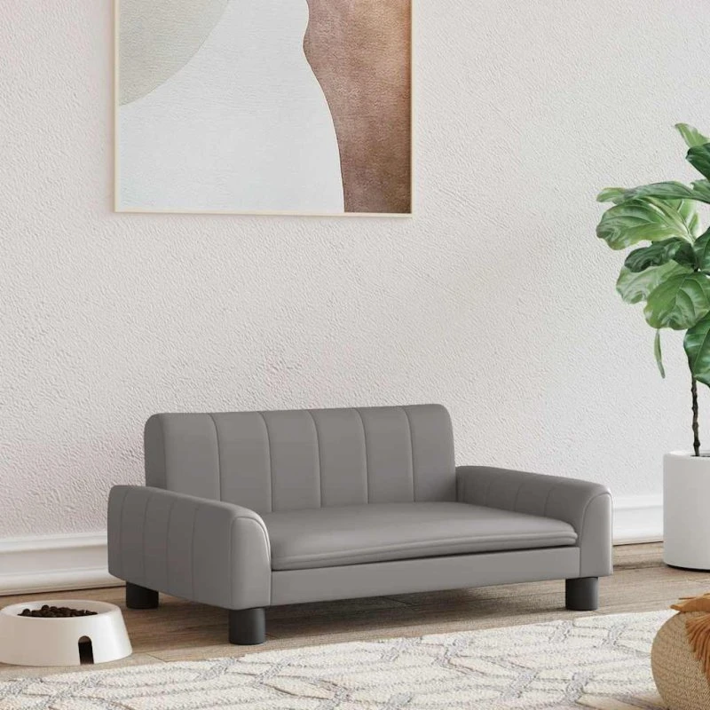 vidaXL Hundeseng 70x45x30 cm Grå Kunstlæder