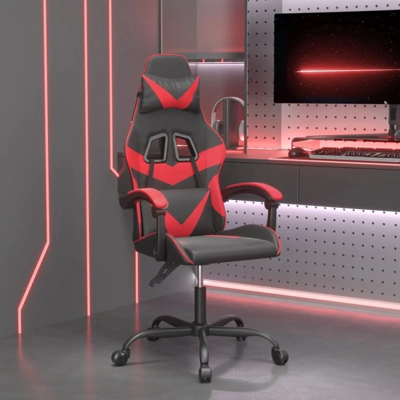 vidaXL Gamingstol Kunstlæder Sort og Rød