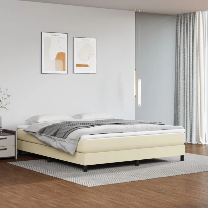 vidaXL Boxspring sengeramme 180x200 cm cremefarvet