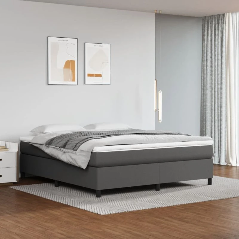 vidaXL Boxspring sengeramme 160x200 cm grå kunstlæder
