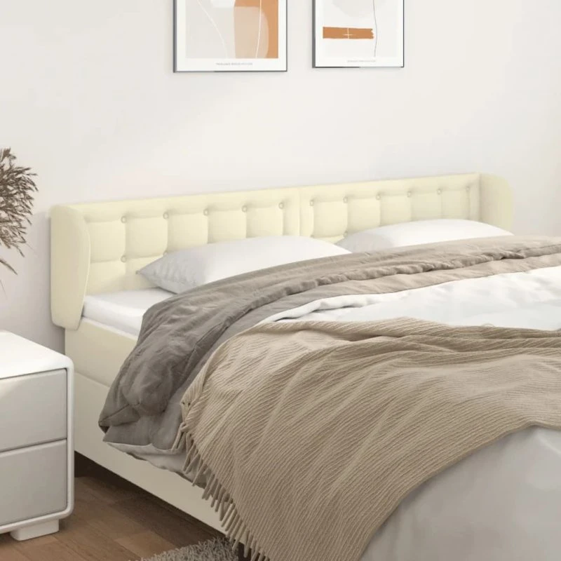 vidaXL Sengegavl med Kanter 183x23x78/88 cm Cremefarvet