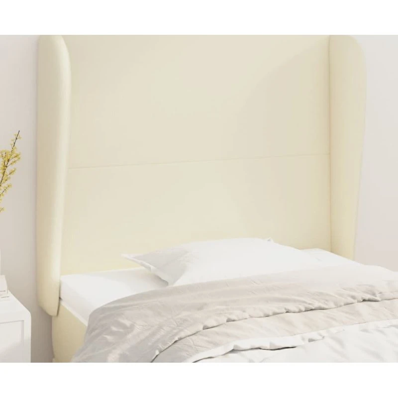 vidaXL Sengegavl med Kanter 93x23x118/128 cm Cremefarvet