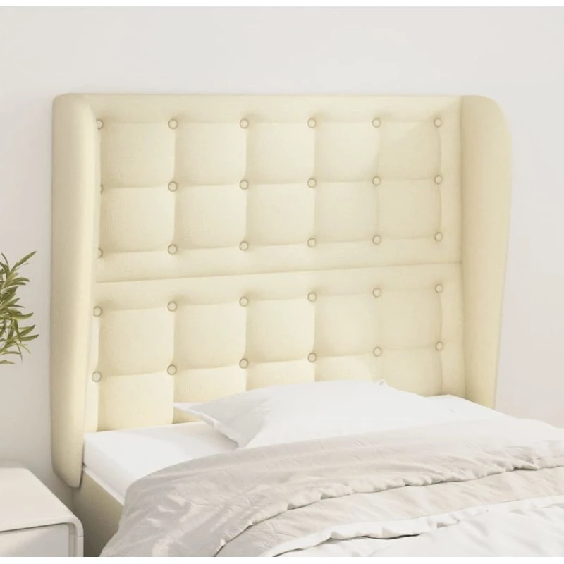 vidaXL Sengegavl med Kanter 83x23x118/128 cm Cremefarvet