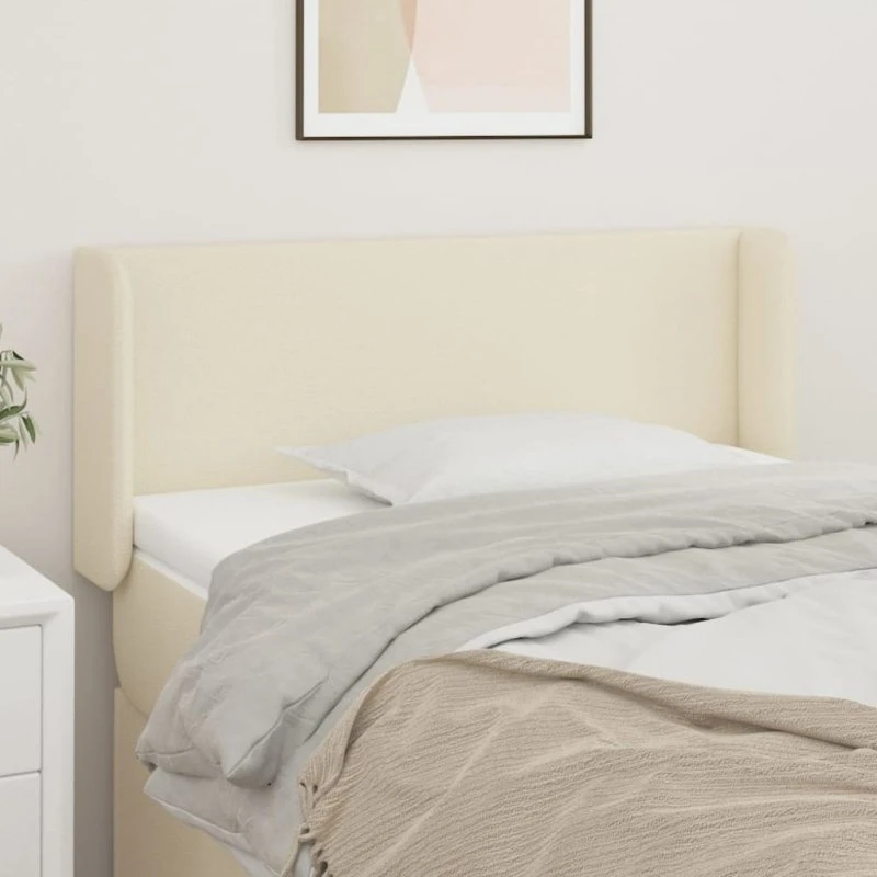 vidaXL Sengegavl med Kanter 103x16x78/88 cm, Kunstlæder Cremefarvet