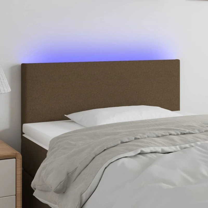 vidaXL Sengegavl med LED-lys 90x5x78/88 cm mørkebrun