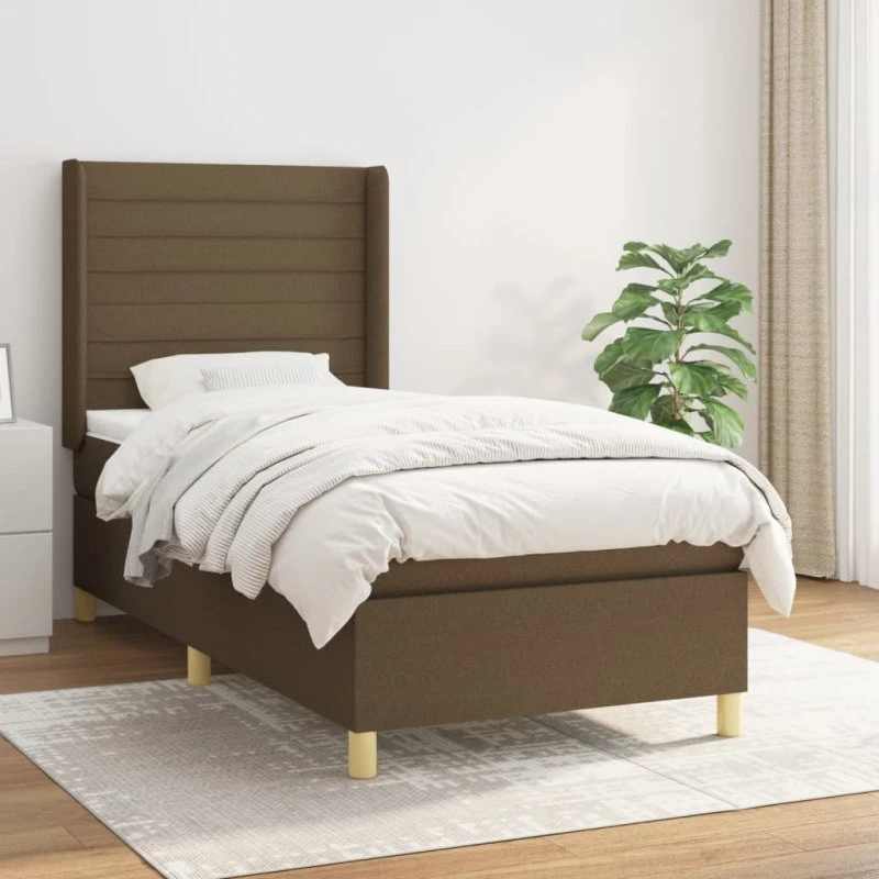 vidaXL Kontinentalseng 90x190 cm mørkebrun med pocketfjedre