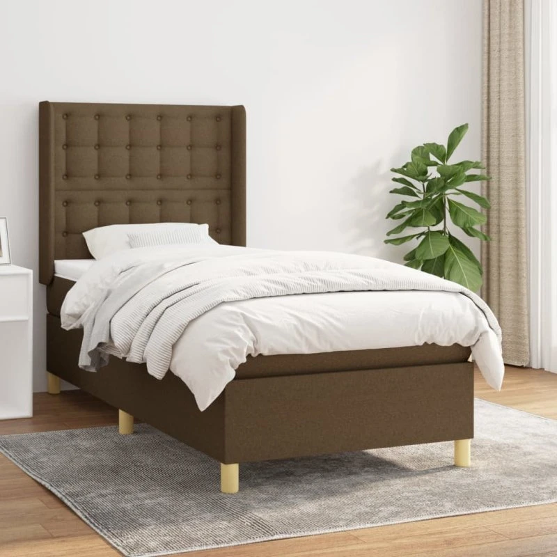 vidaXL Kontinentalseng 90x190 cm med madras, mørkebrun