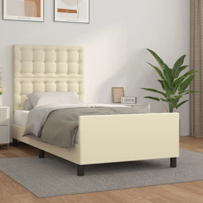 vidaXL sengeramme 80x200 cm kunstlæder cremefarvet med justerbar højde