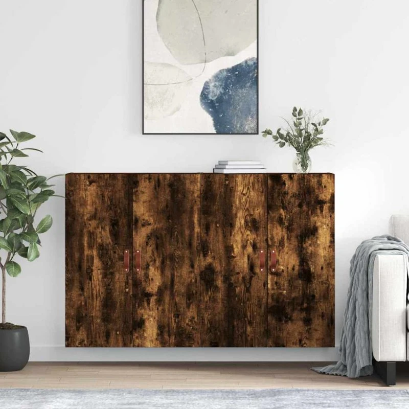 vidaXL Vægskabe 2 stk. 69,5x34x90 cm røget sonoma-eg