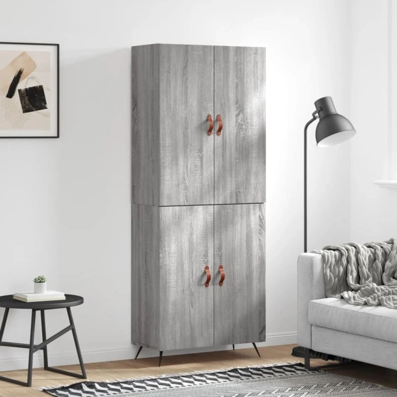 vidaXL Højskab 69,5x34x180 cm Konstrueret Træ Grå Sonoma-Ege