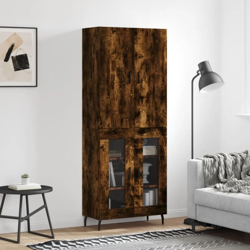 vidaXL Højskab 69,5x34x180 cm Røget Egetræsfarve