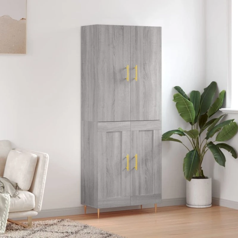 vidaXL Højskab 69,5x34x180 cm Konstrueret Træ Grå Sonoma-Eg