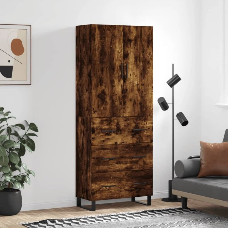 vidaXL Højskab 69,5x34x180 cm røget egetræsfarve