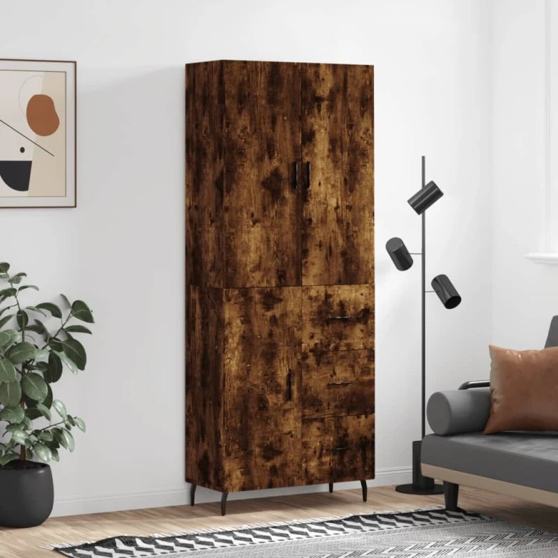 vidaXL Højskab 69,5x34x180 cm Røget Egetræsfarve