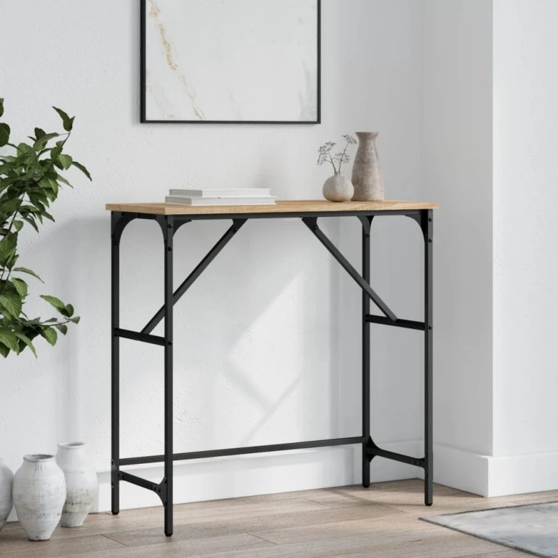 vidaXL Konsolbord 75x32x75 cm Konstrueret Træ Sonoma-Eg