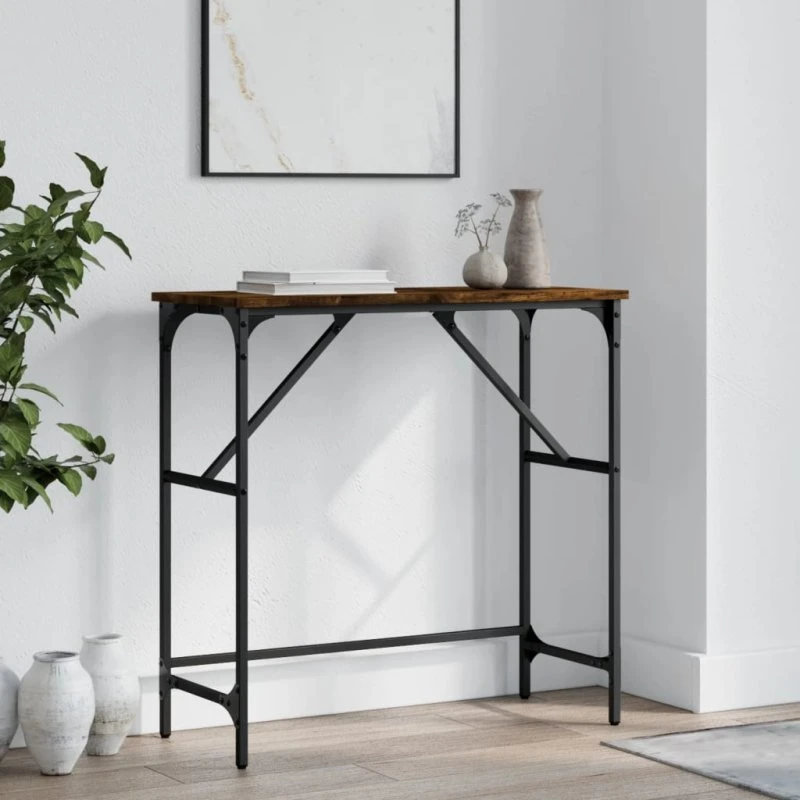 vidaXL Konsolbord 75x32x75 cm røget egetræsfarve