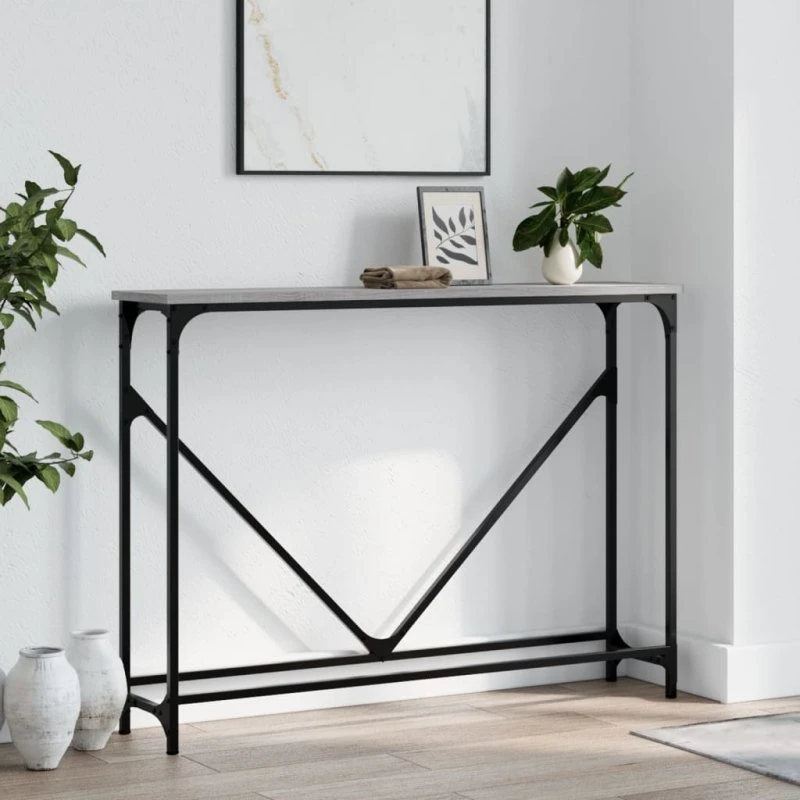 vidaXL Konsolbord 102x22,5x75 cm grå sonoma-eg konstrueret træ