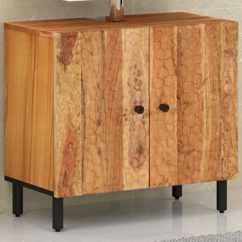 vidaXL væghængt badeværelsesskab 62x33x58 cm i massivt akacietræ