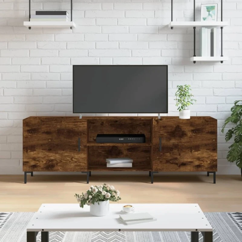 vidaXL tv-bord 150x30x50 cm røget egetræsfarve konstrueret træ