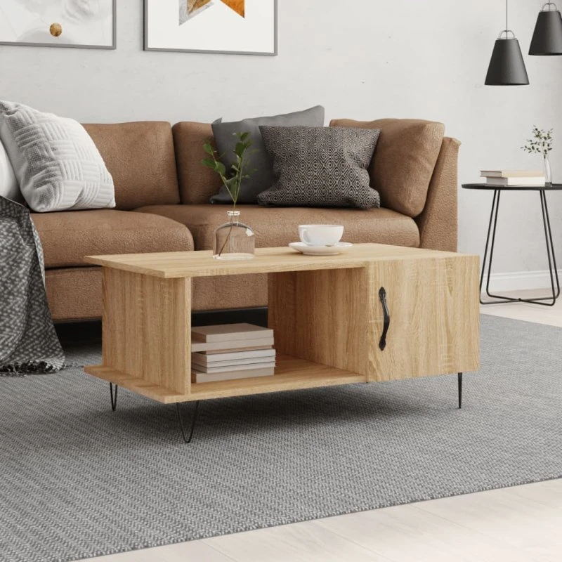 vidaXL Sofabord 90x50x40 cm konstrueret træ Sonoma-eg
