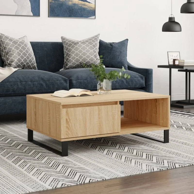 vidaXL Sofabord 90x60x35 cm Konstrueret Træ Sonoma-Eg