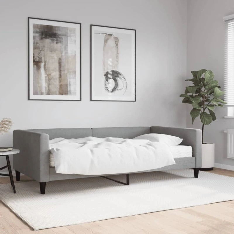 vidaXL Daybed med madras 100x200 cm lysegrå
