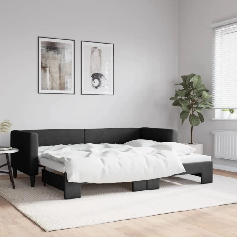 vidaXL Daybed med Udtræk 80x200 cm Sort