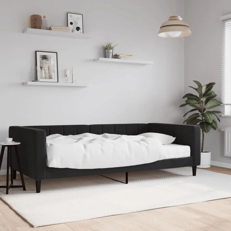vidaXL Daybed med madras 100x200 cm sort