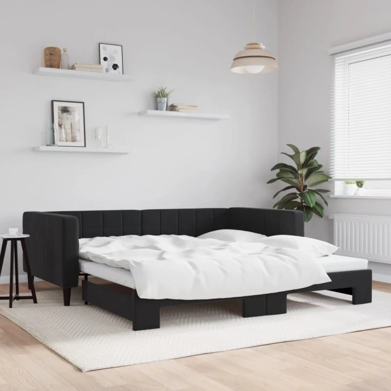 vidaXL Daybed med udtræk 100x200 cm sort