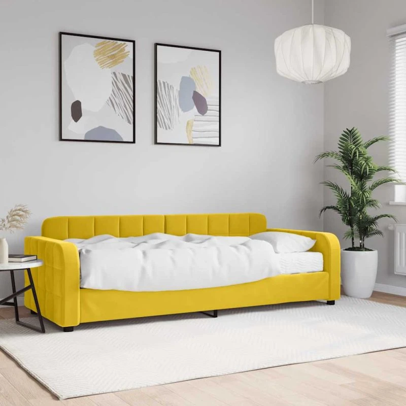 vidaXL Daybed med madras 80x200 cm velour gul