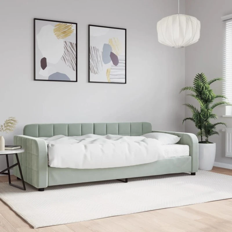 vidaXL Daybed med madras 90x200 cm lysegrå