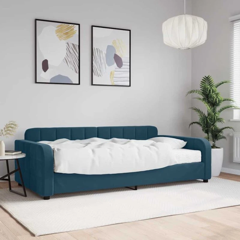 vidaXL Daybed med madras 100x200 cm velour blå