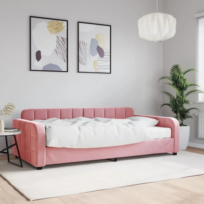 vidaXL Daybed med madras 100x200 cm velour pink
