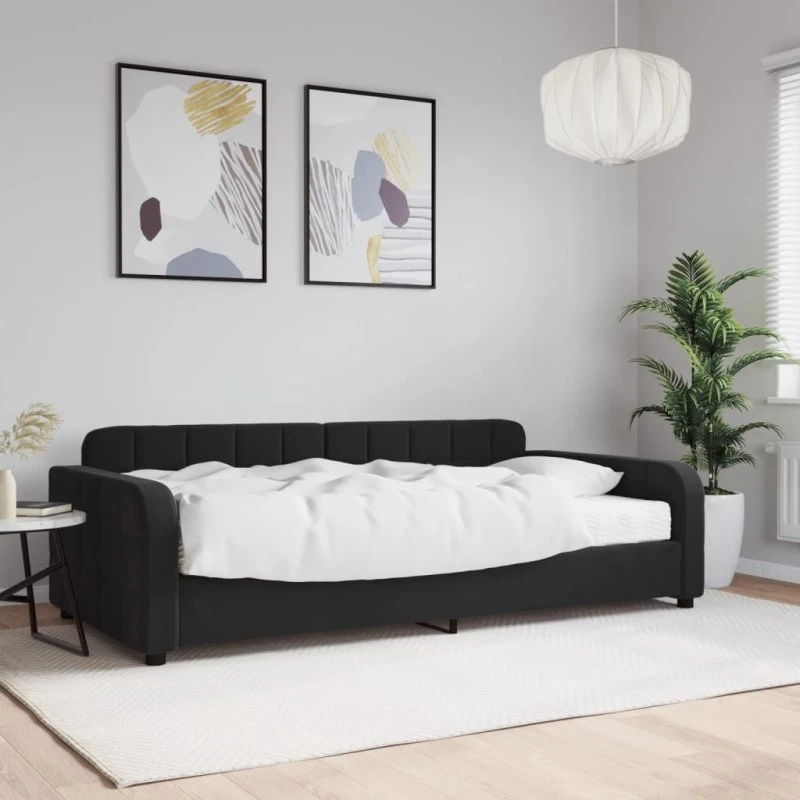 vidaXL Daybed med madras 100x200 cm sort