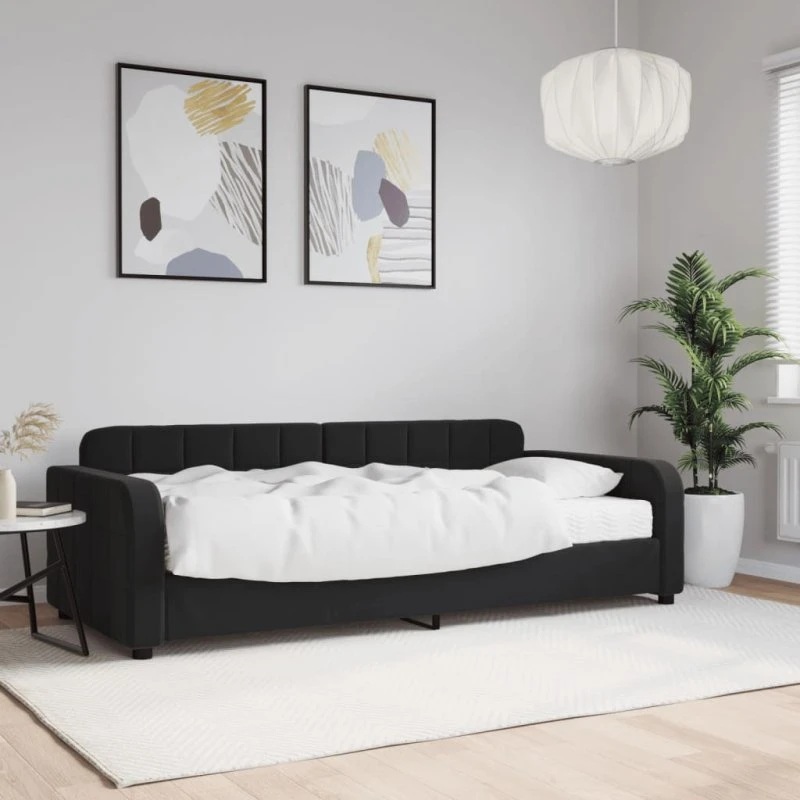 vidaXL Daybed med madras 90x190 cm sort
