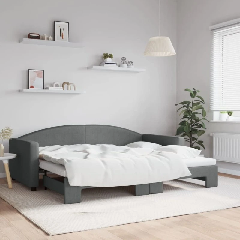 vidaXL Daybed med Udtræk 90x200 cm Mørkegrå