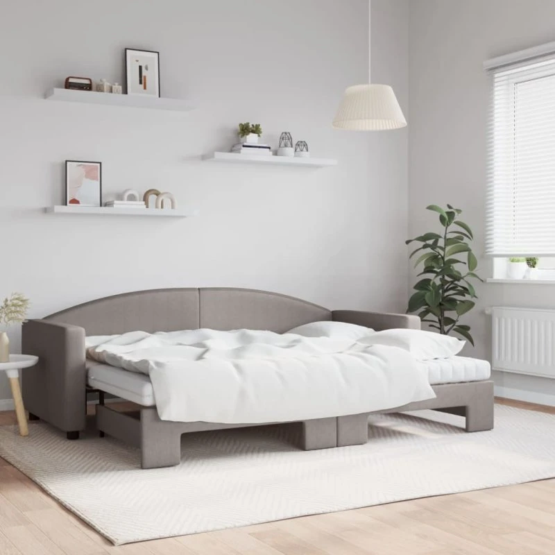 vidaXL Daybed med udtræk og madras 80x200 cm gråbrun
