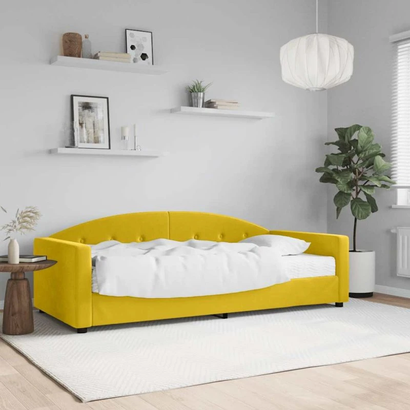 vidaXL Daybed med madras 90x200 cm, velour gul