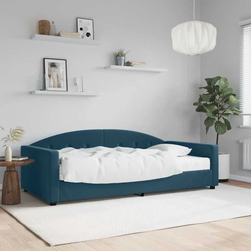vidaXL Daybed med madras 100x200 cm blå velour