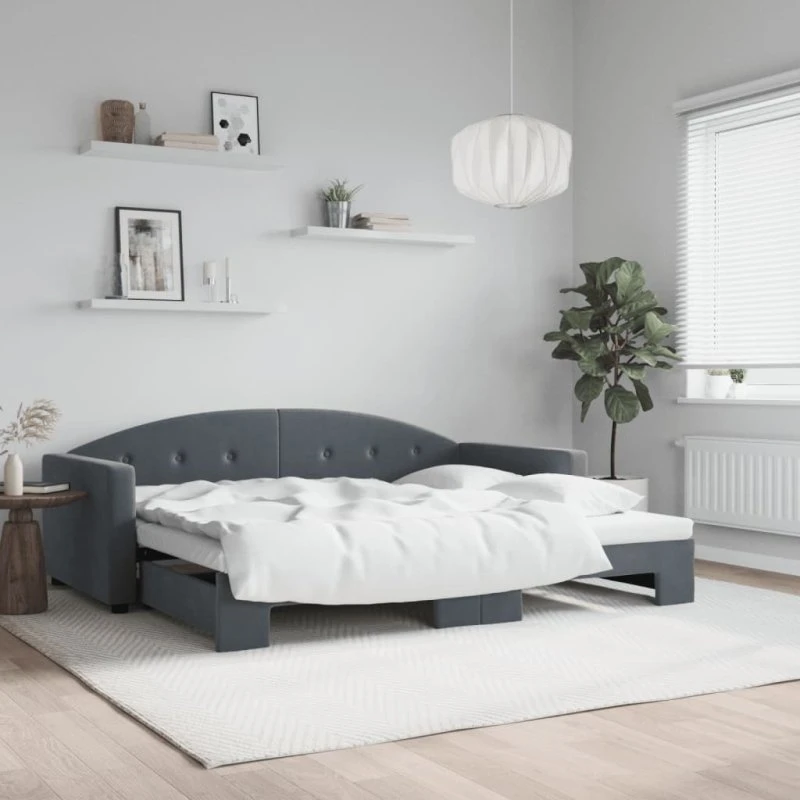 vidaXL Daybed med Udtræk 90x190 cm, Mørkegrå