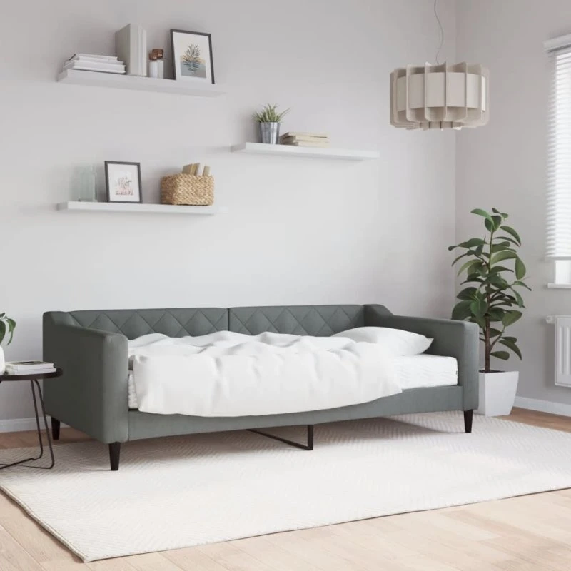 vidaXL Daybed med madras 90x190 cm mørkegrå