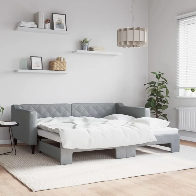 vidaXL daybed med udtræk 90x190 cm lysegrå